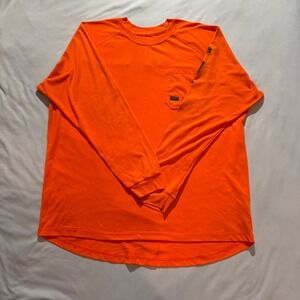 Ariat Rebar Work Shirt Mens XL Orange Good Long Sleeve Pocket Graphic Tee Hi Vis